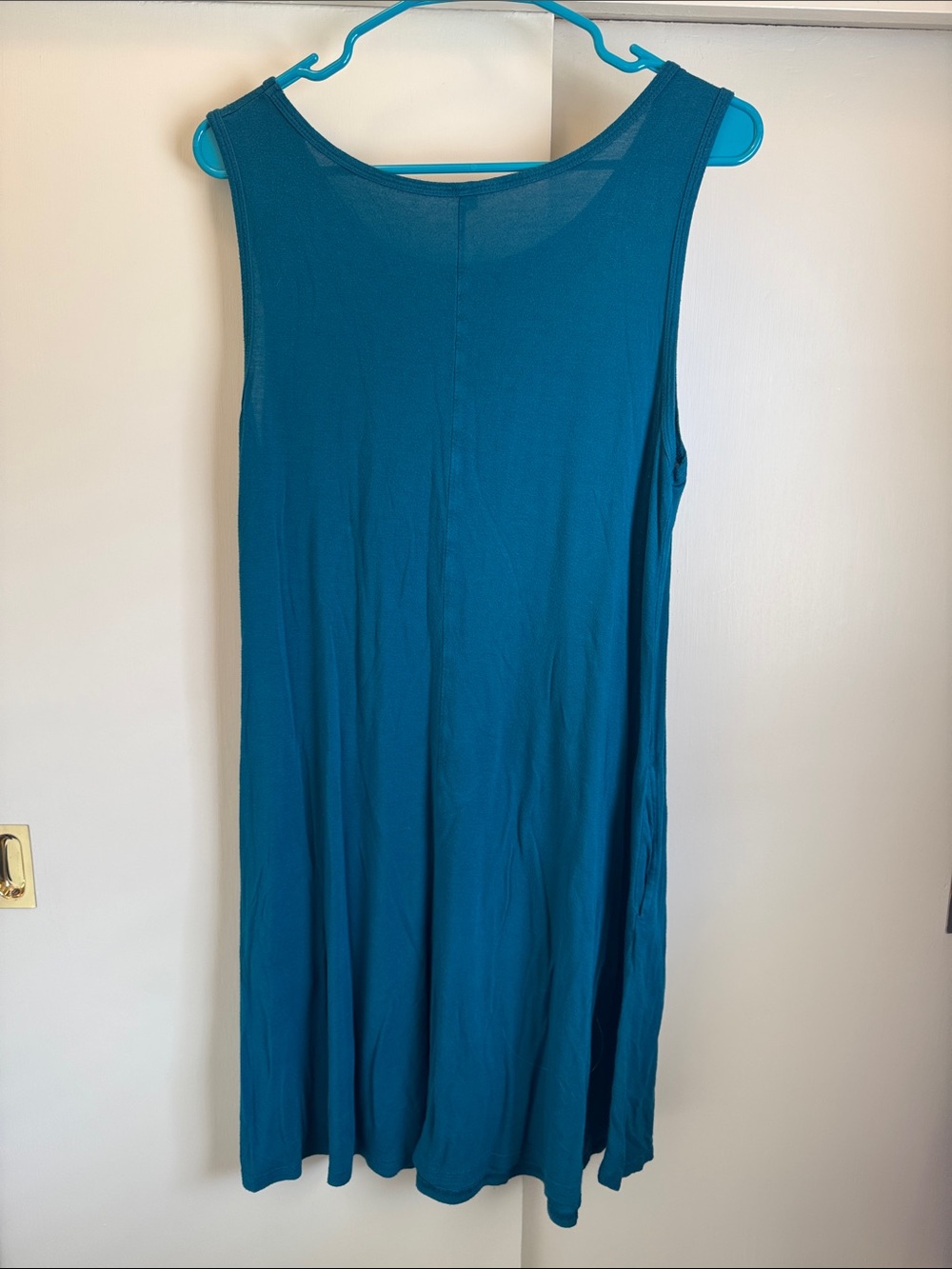 Sleeveless Teal Swing Dress - Casual Women's Dress - Picture 3 of 3